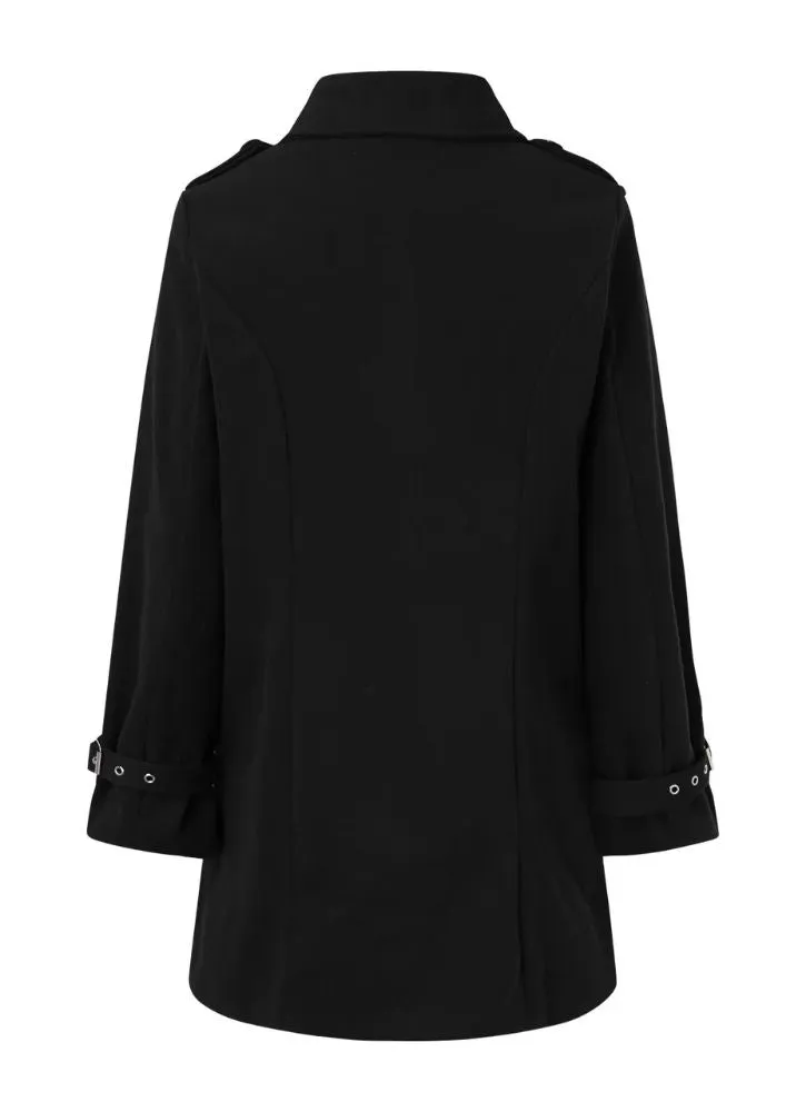 Anna - Manteau long à Boutons Métalliques pour un Look Chic