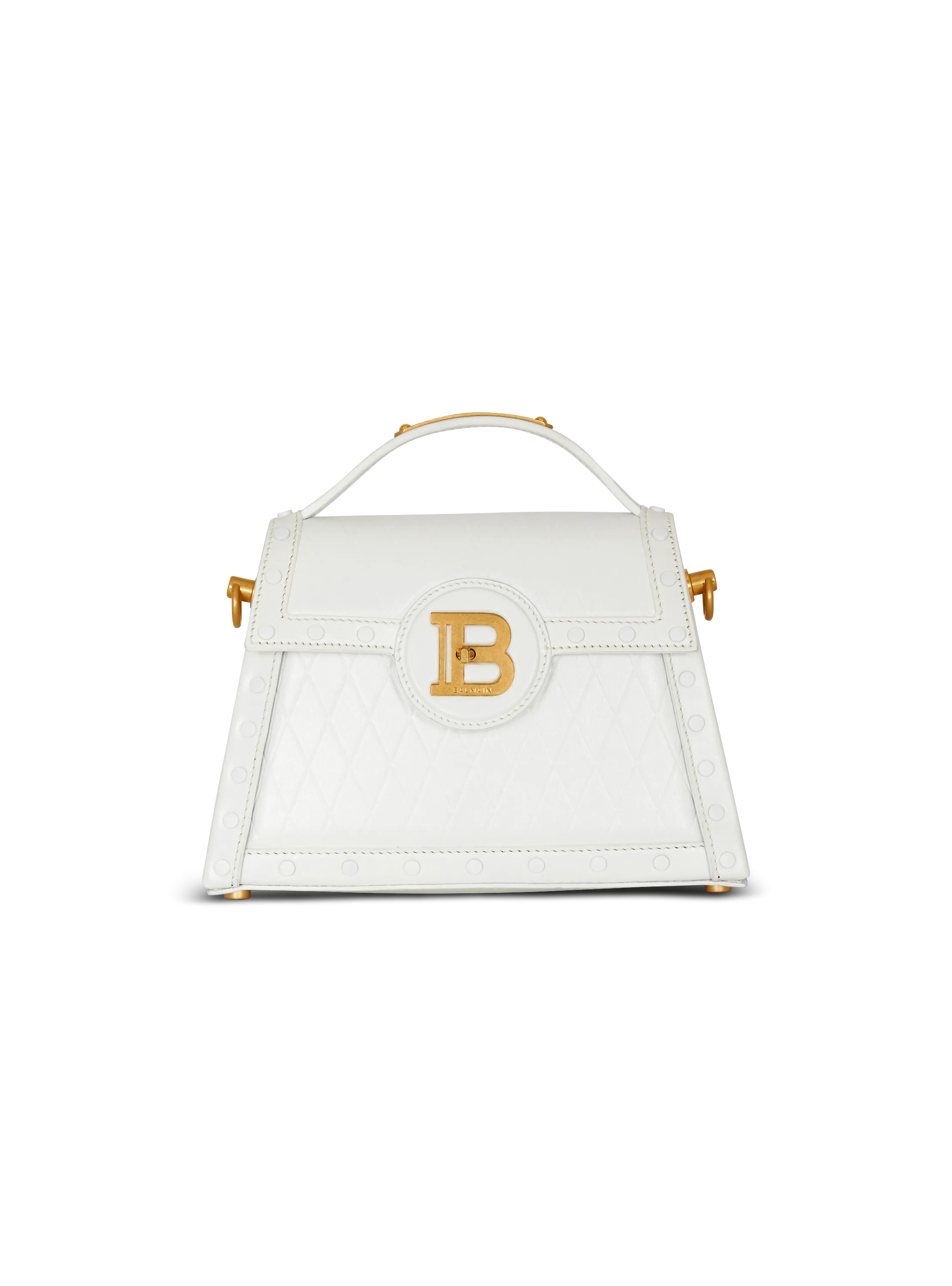 BALMAIN  Sac b-buzz dynasty en cuir de veau embossé grid - Blanc