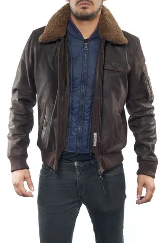 Blouson cuir homme Redskins Commander marron.