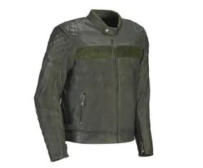 BLOUSON KAWASAKI HOMME EN CUIR VERT OLIVE "LONDON"