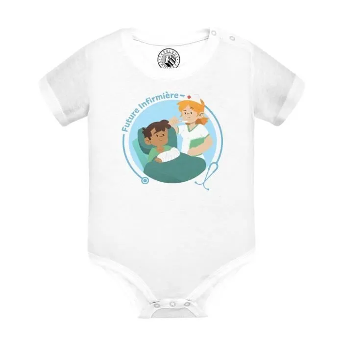 Body Bébé Manche Courte Blanc Future Infirmière Métier Santé Héros