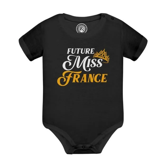 Body Bébé Manche Courte Noir Future Miss France Enfant Beauté