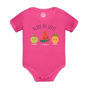 Body Bébé Manche Courte Rose Slice of Life Fruit Illustration Originale Dessin Mignon