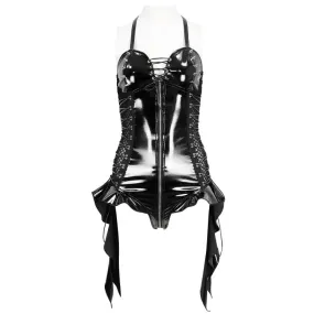 Body Sexy 'Attala' en Simili Cuir Verni Noir