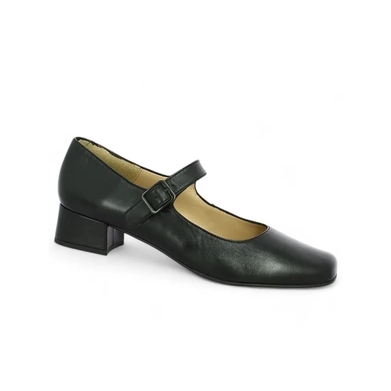 Chaussure noire petit talon à bride grande taille femme JANICE