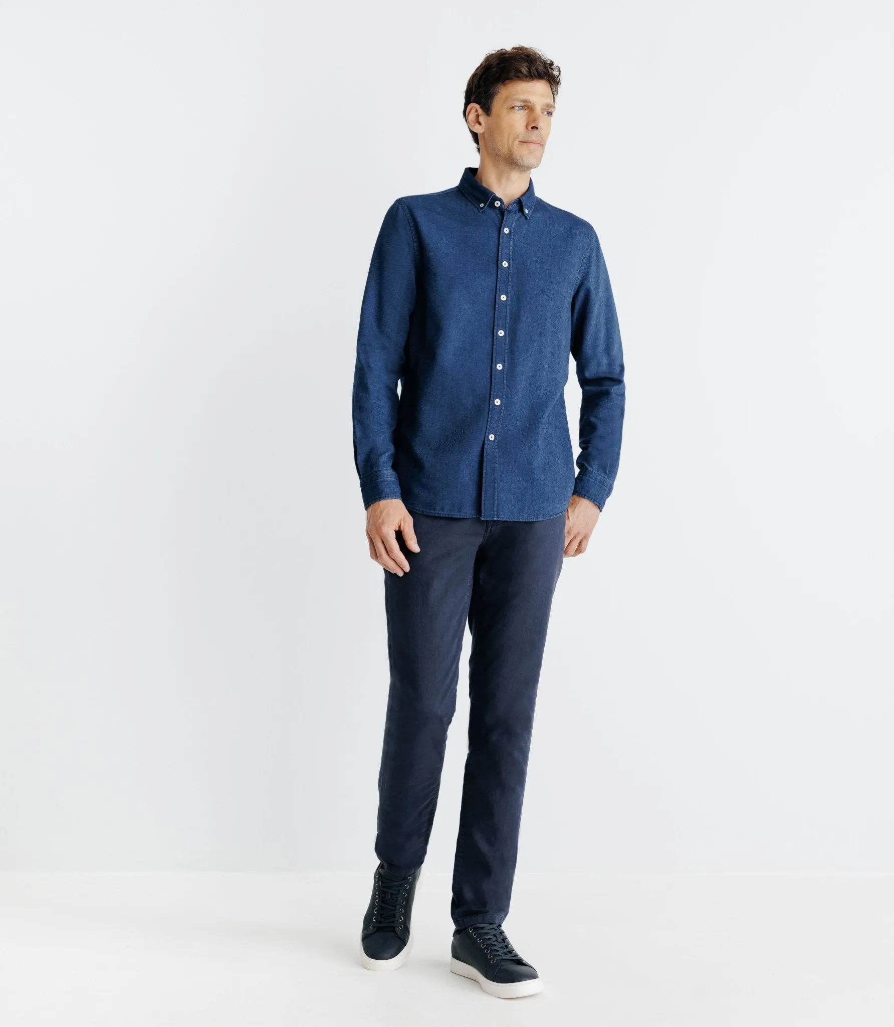 Chemise col boutonné bleue