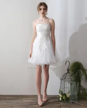 Dos Nu Sans Manches Robe De Mariée Chic Bustier Blanche Civil Courte