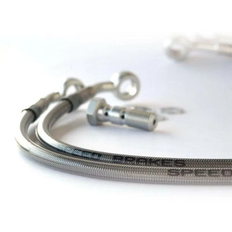 Durite de frein arrière d'aviation SPEEDBRAKES inox/raccord noir Honda NTV 650 REVERE