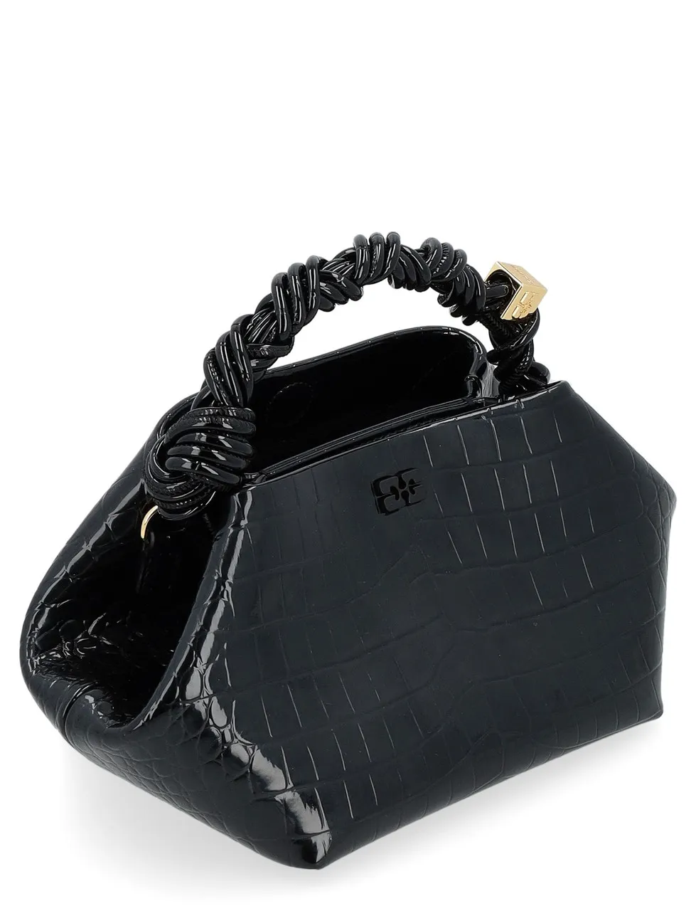 Ganni Bag Bou Bag Small en cuir croco noir
