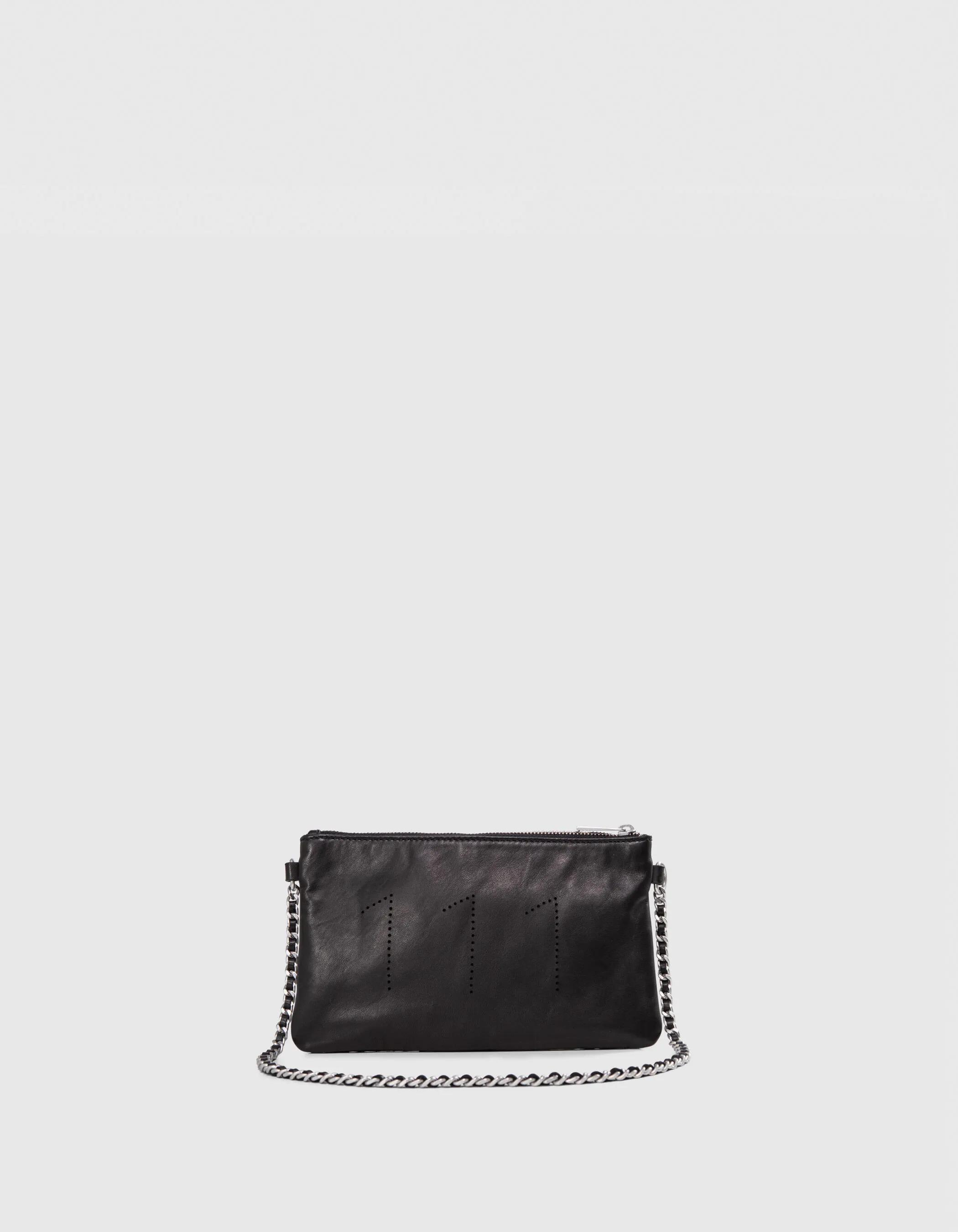 La pochette 111 noire cuir perforé Femme