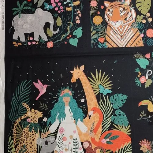Panneau tissu coton dashwood studio " our planet " -  animaux - 74x110cm