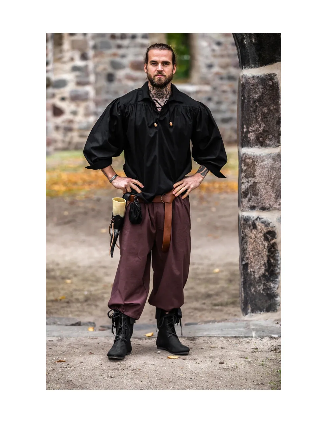 Pantalon pirate Vincent, couleur marron ⚔️ Boutique Épées
