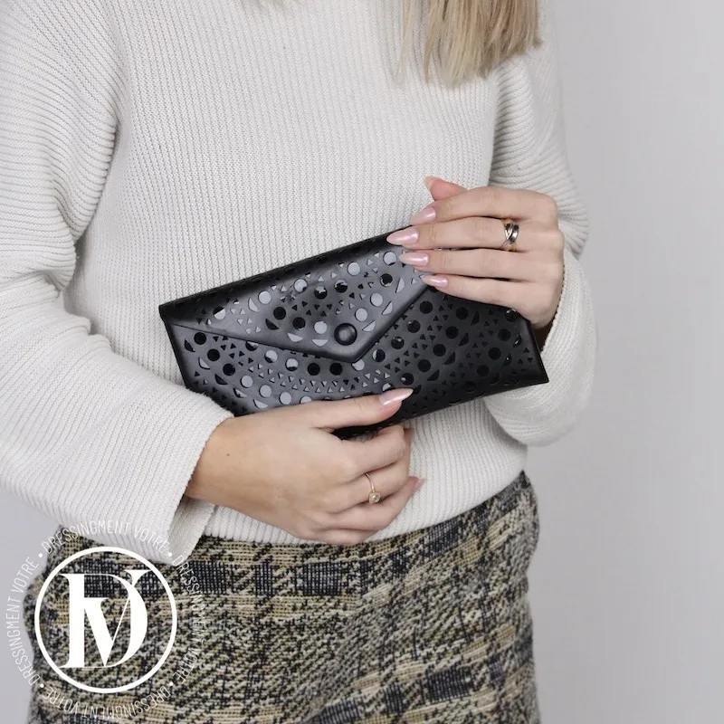 Pochette en cuir noir – Alaïa