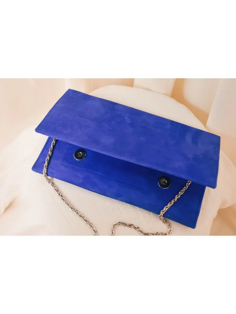 Pochette velours - bleu 