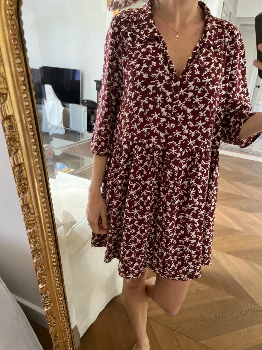 Robe Bash Cocea bordeaux à motifs