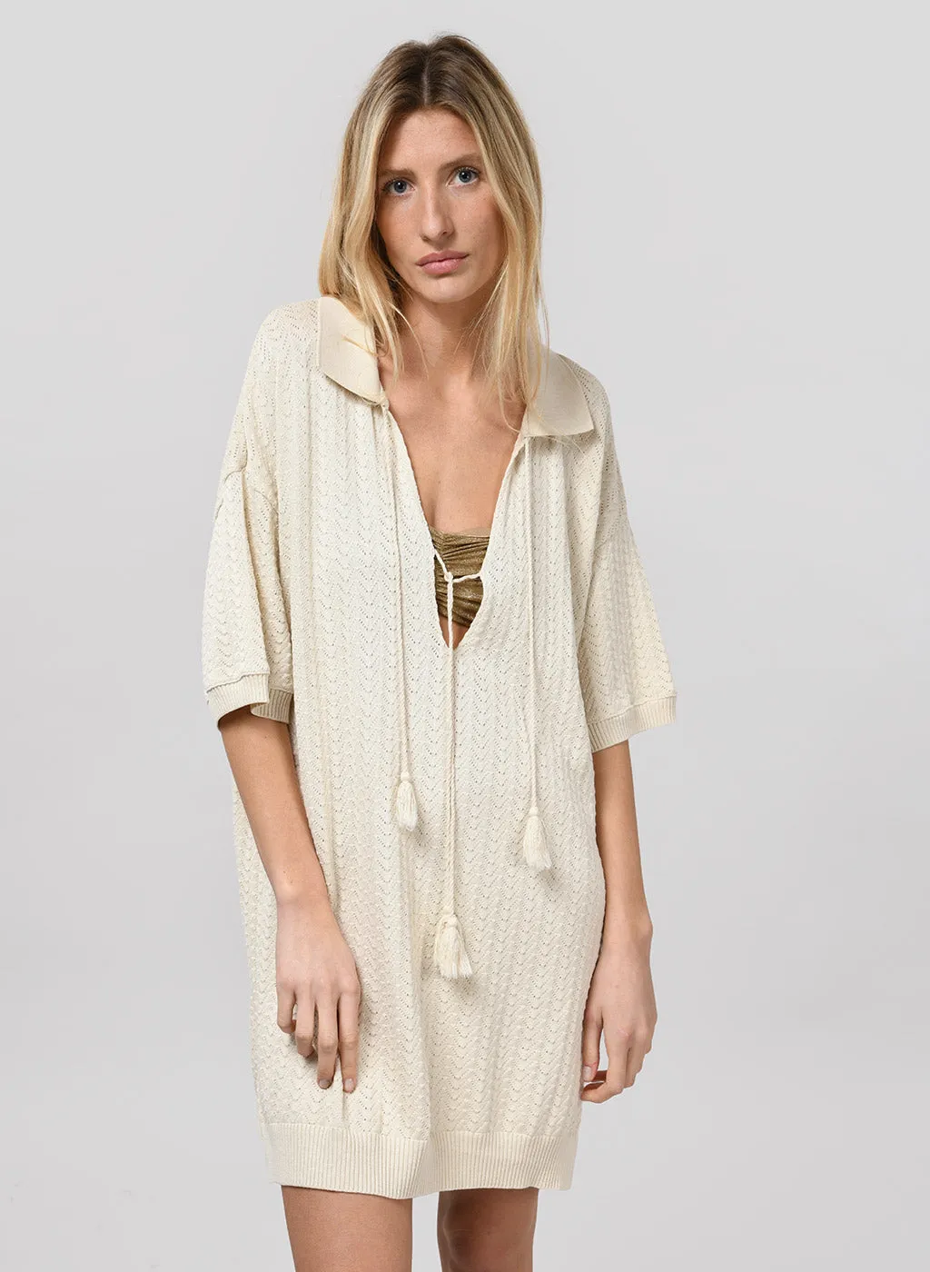 Robe courte Jall beige en coton