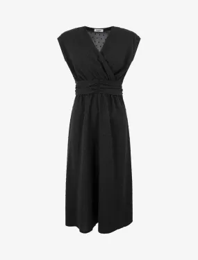 Robe longue élastiquée et texturée - Noir