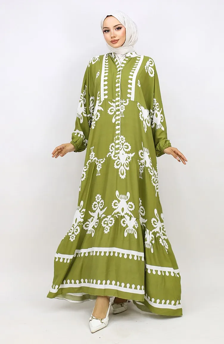 Robe Manches Ballon 4091-07 Khaki Clair 4091-07