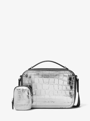Sac à bandoulière Hudson en cuir effet crocodile en relief métallisé