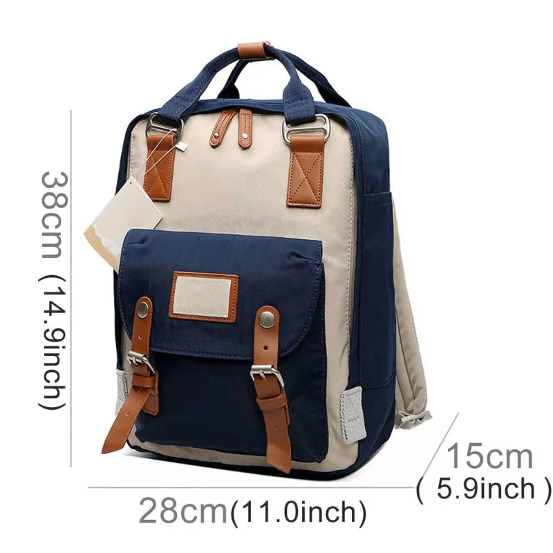 Sac à Dos à Bandoulière pour le Voyage Bleu Foncé Ivoire 