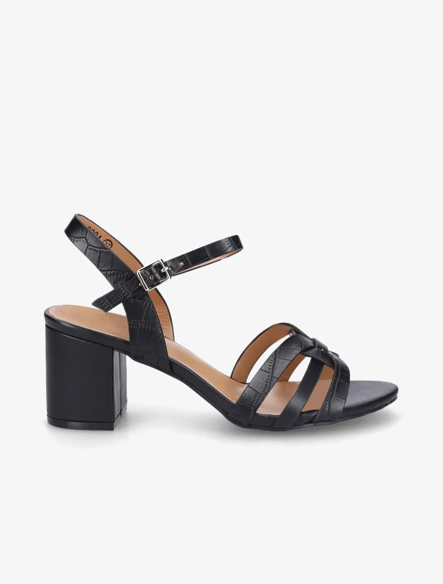 Sandales en simili effet croco - Noir