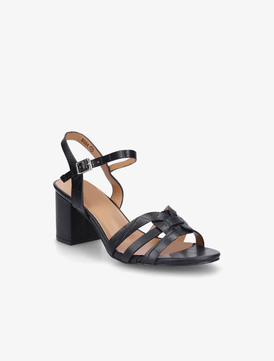 Sandales en simili effet croco - Noir