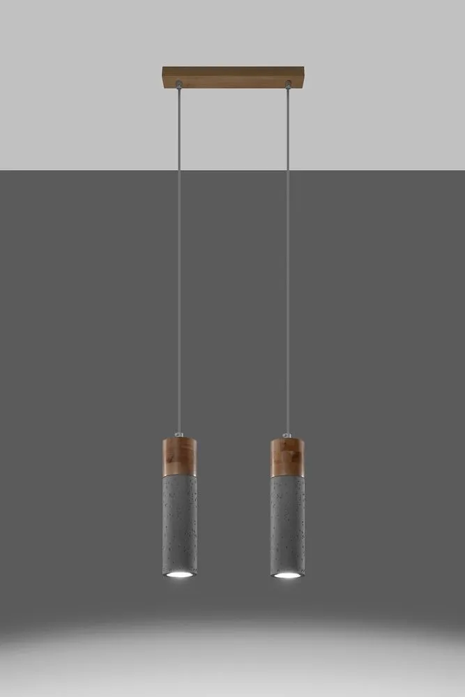 SOLLUX SL.0966 Suspension grise, bois naturel ZANE 2