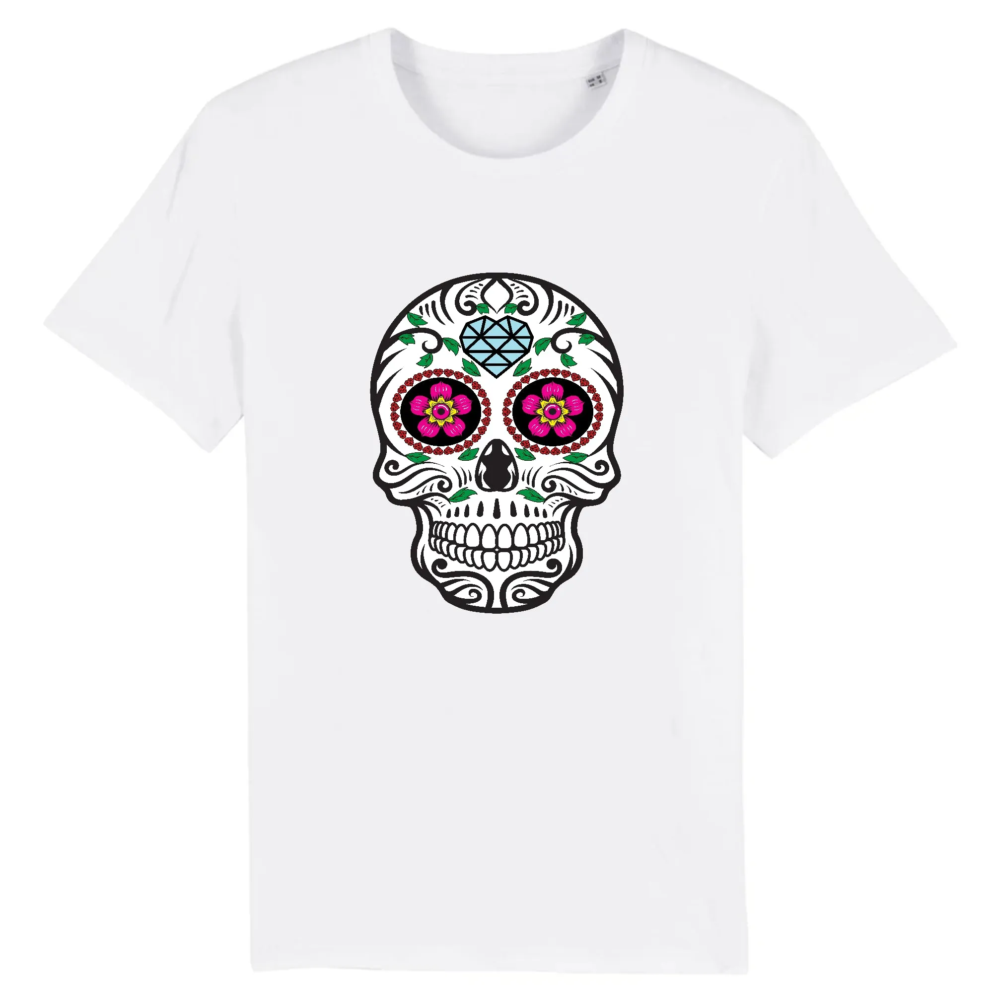 T shirt tete de mort mexicaine diamant