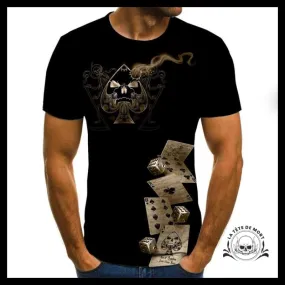T-shirt Tête de Mort Cartes et Dés