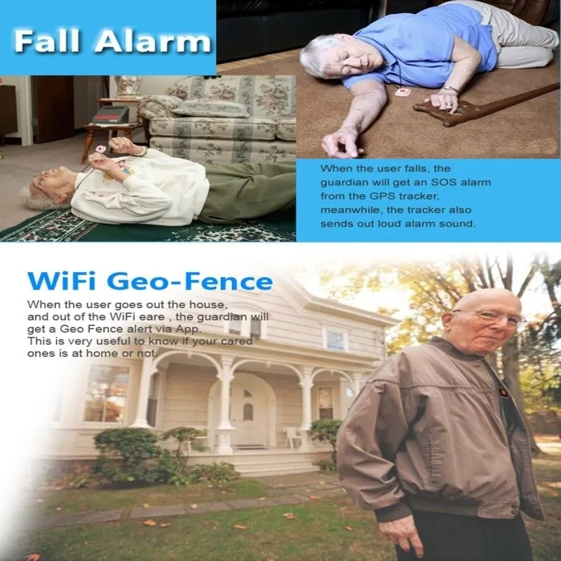 Tracker GPS GPRS WIFI SOS Alarme Chute Geolocalisation Bleu