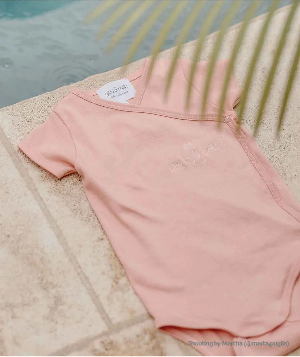 You & Milk : Body manches courtes 'Milk with love' coton bio couleur Blush - 100% Ecoresponsable - Mer(e)veilleuse