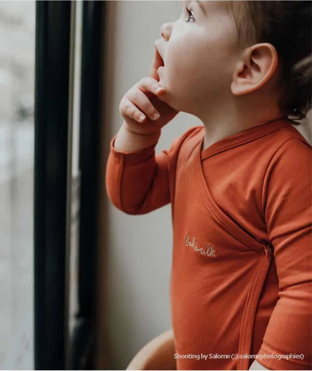 You & Milk : Body manches longues 'Bohémilk' coton bio couleur Terracotta - 100% Ecoresponsable - Mer(e)veilleuse